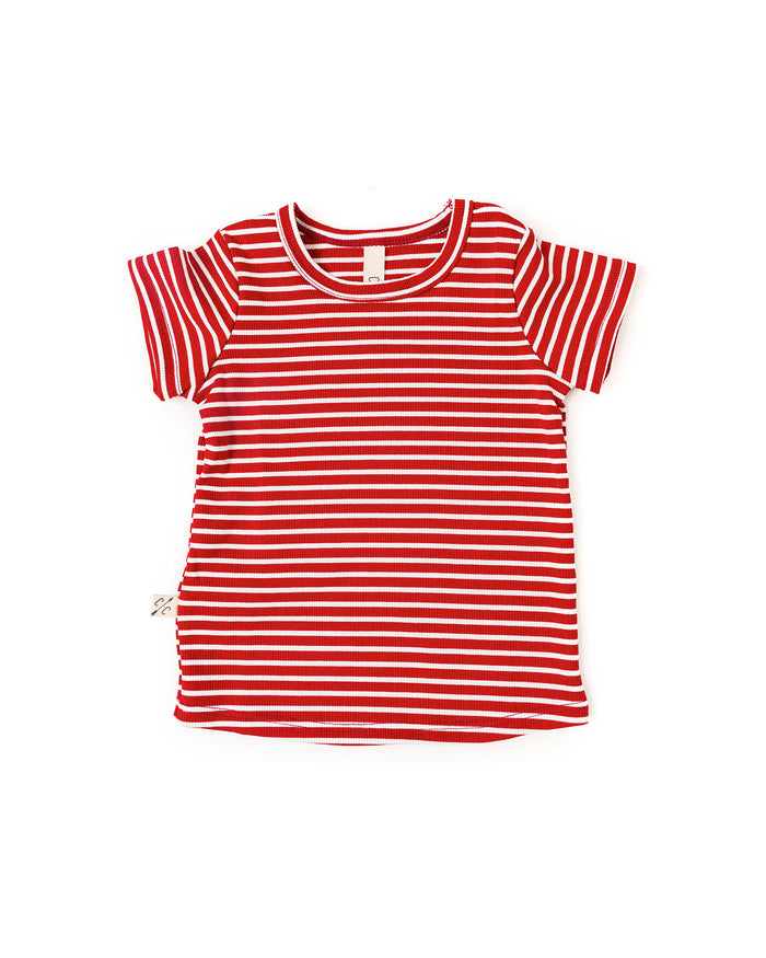 rib knit tee CO - peppermint inverse stripe