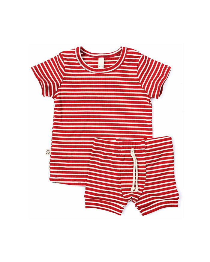 rib knit tee CO - peppermint inverse stripe