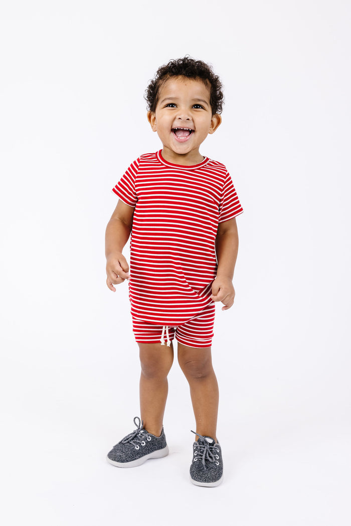 rib knit tee CO - peppermint inverse stripe
