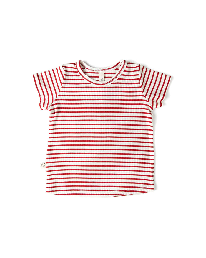 rib knit tee CO - peppermint stripe