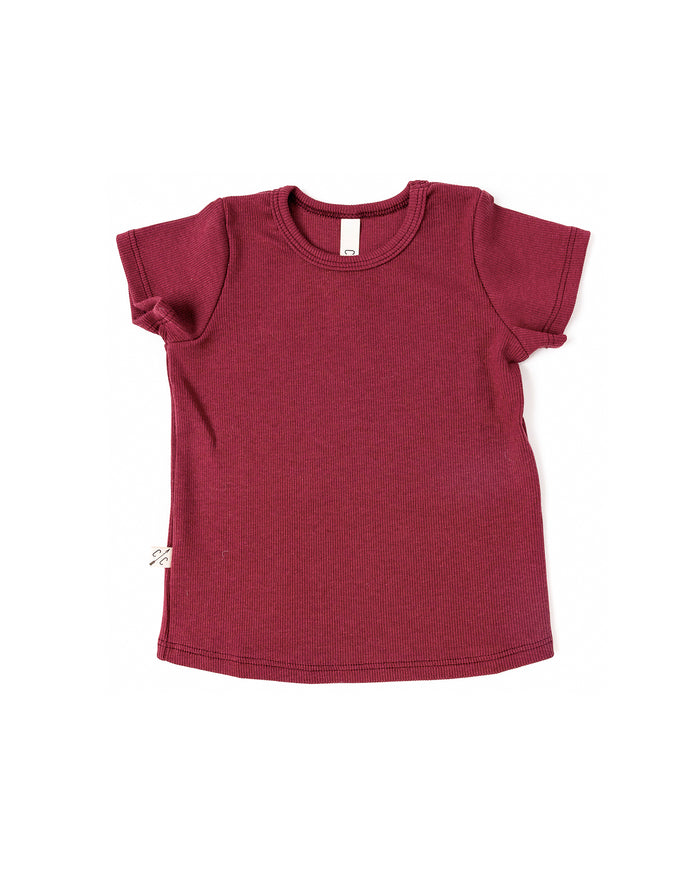 rib knit tee CO - ruby