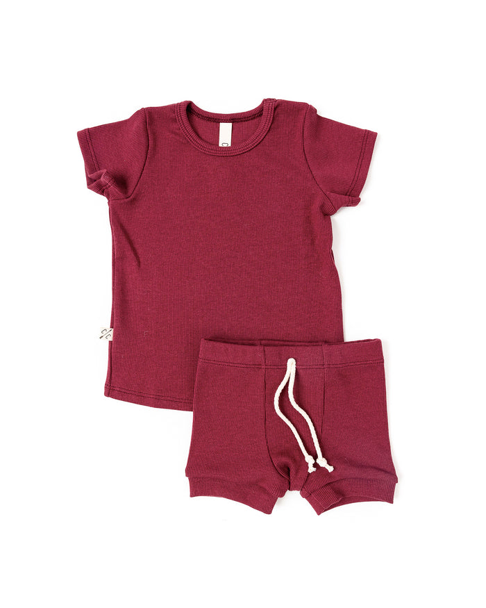 rib knit tee CO - ruby