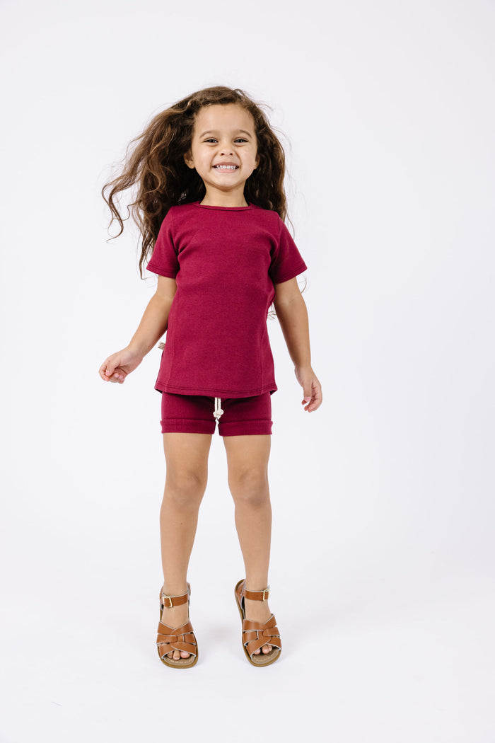 rib knit tee CO - ruby