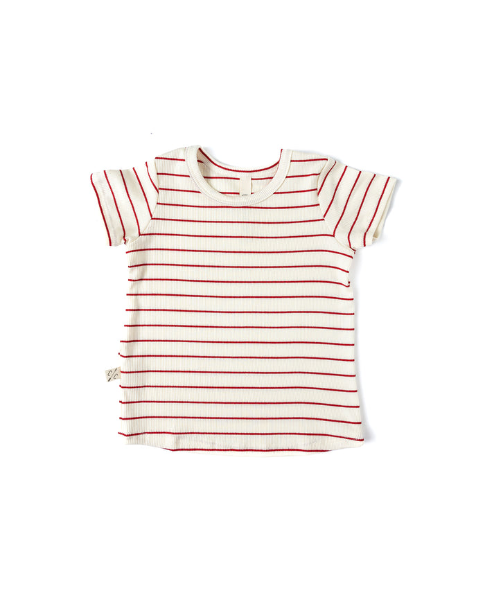 rib knit tee CO - wide peppermint stripe