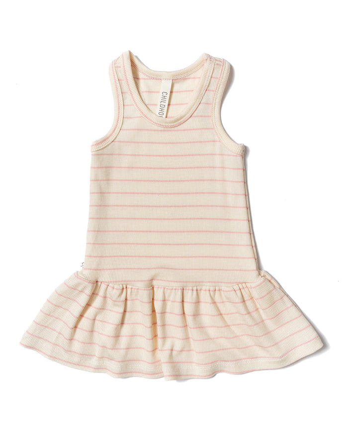 rib twirly tank dress - wide peony stripe