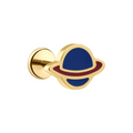 Ringed Planet Enamel Flat Back Stud