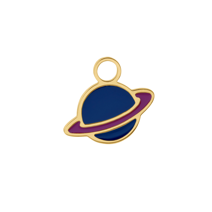 Ringed Planet Enamel Hoop Charm