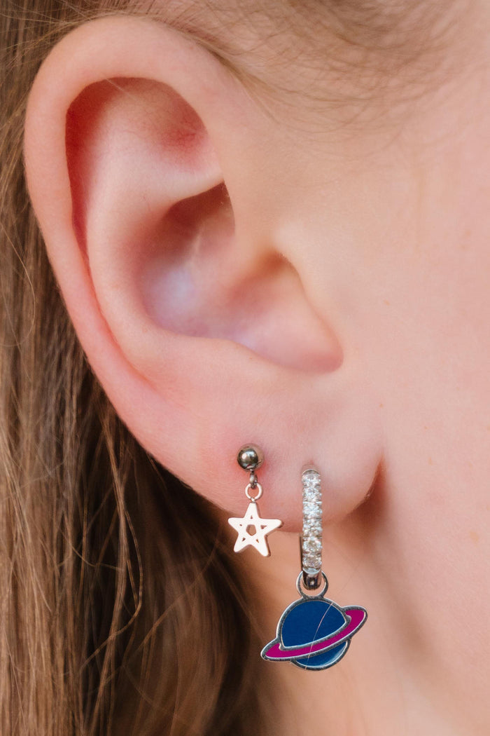 Ringed Planet Enamel Hoop Charm