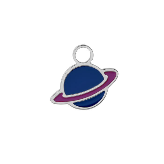 Ringed Planet Enamel Hoop Charm
