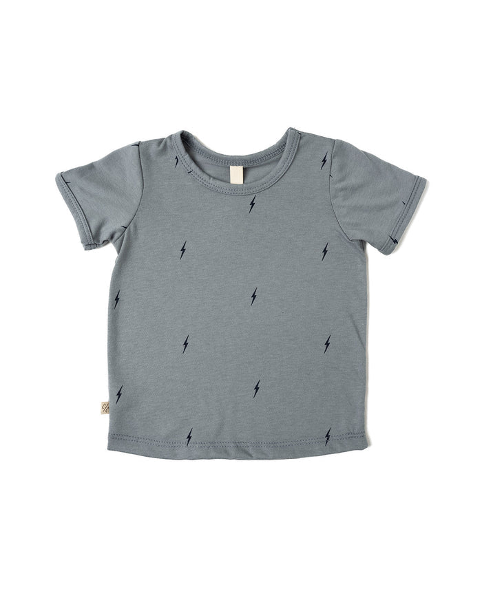 ringer tee  - bolts on mineral blue