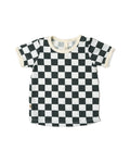 ringer tee  - jade checkerboard