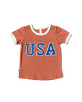 ringer tee - USA on red rock