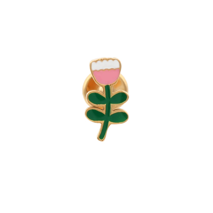 Rosa Blomst Enamel Flat Back Stud