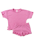 ruffle set - heather dark peony