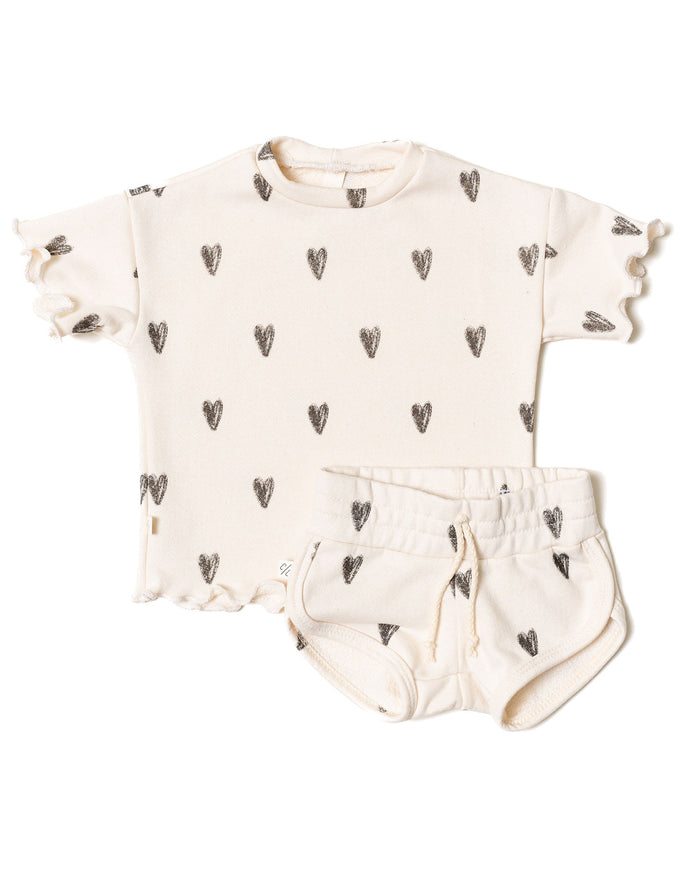 ruffle track set - hearts on natural