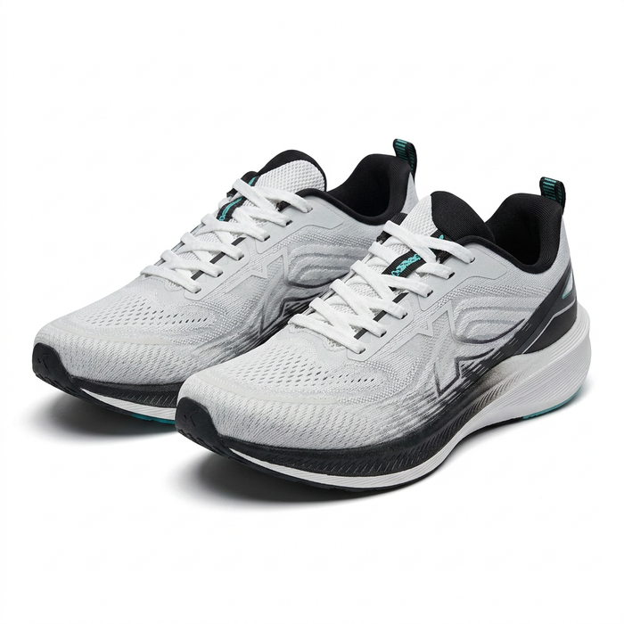Running Shoes With Support Overlay And Cushioned Sole