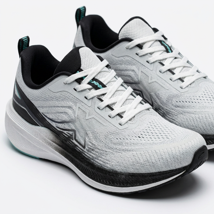 Running Shoes With Support Overlay And Cushioned Sole