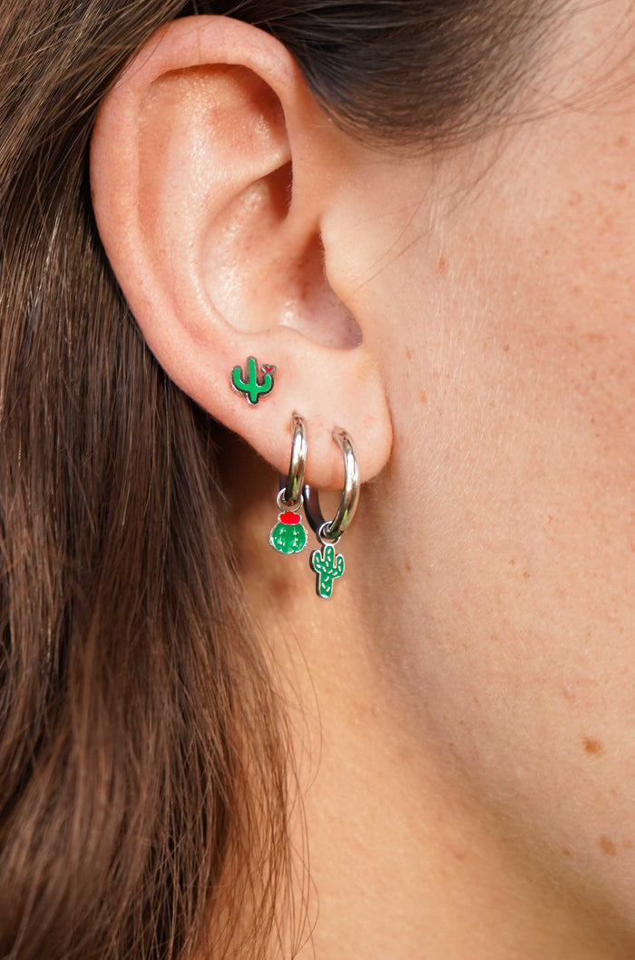 Saguaro Enamel Hoop Charm