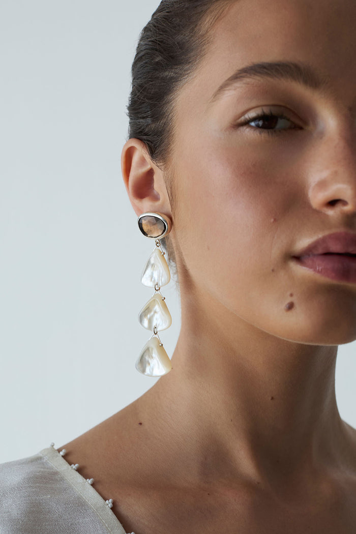 Scale Earrings White MOP