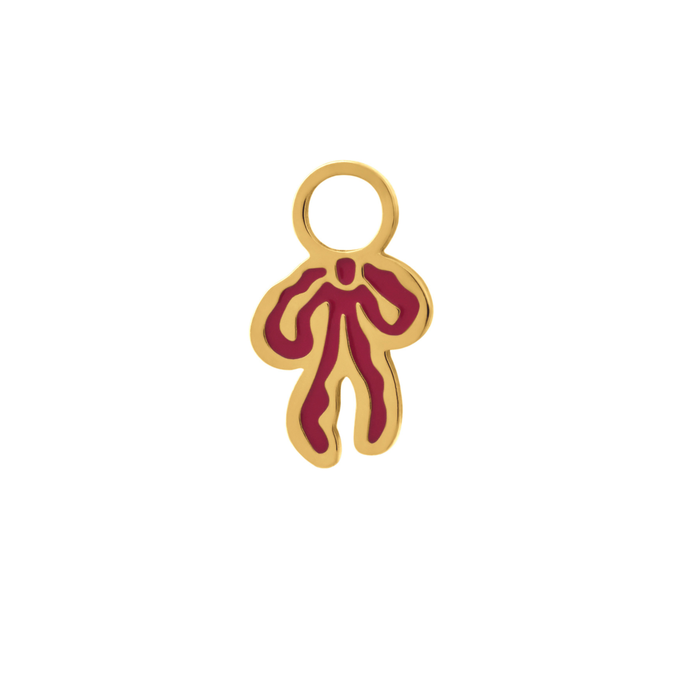 Scarlet Bow Enamel Hoop Charm