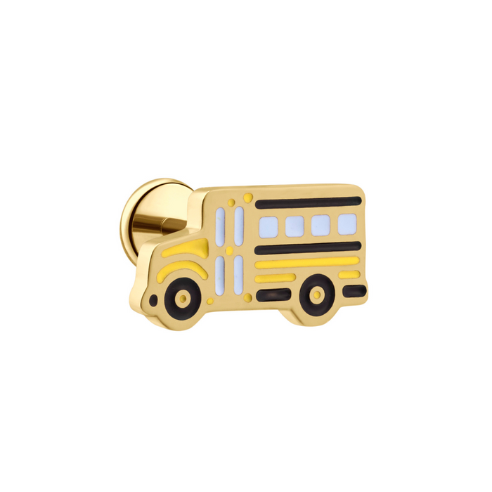 School Bus Enamel Flat Back Stud