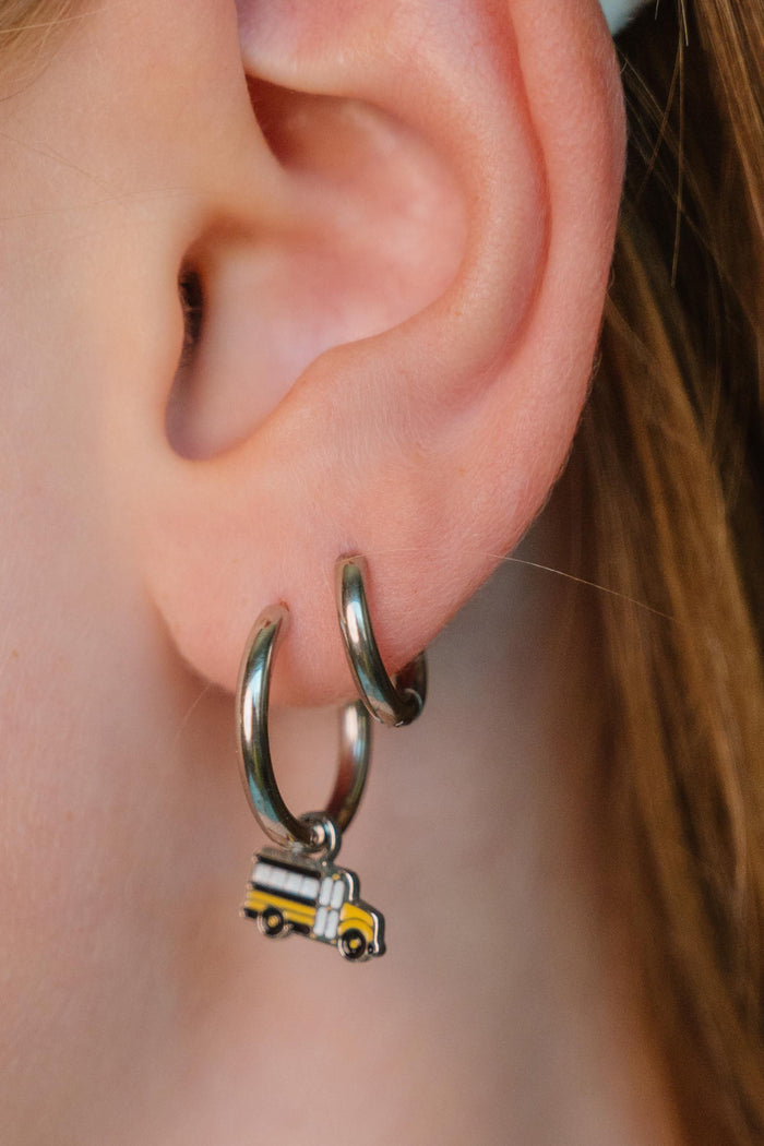 School Bus Enamel Hoop Charm