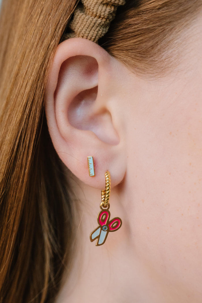 Scissors Enamel Hoop Charm