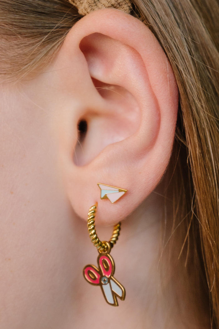 Scissors Enamel Hoop Charm