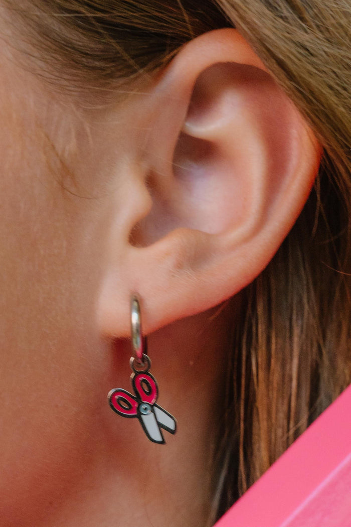 Scissors Enamel Hoop Charm