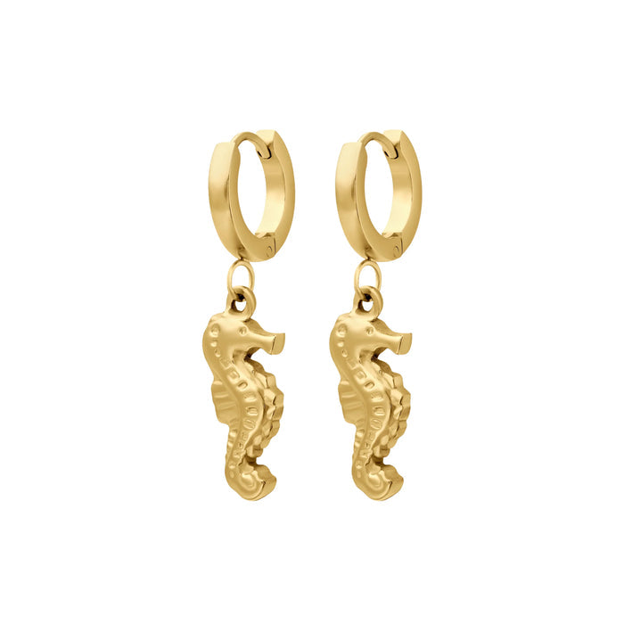 Seahorse Charm Hoops
