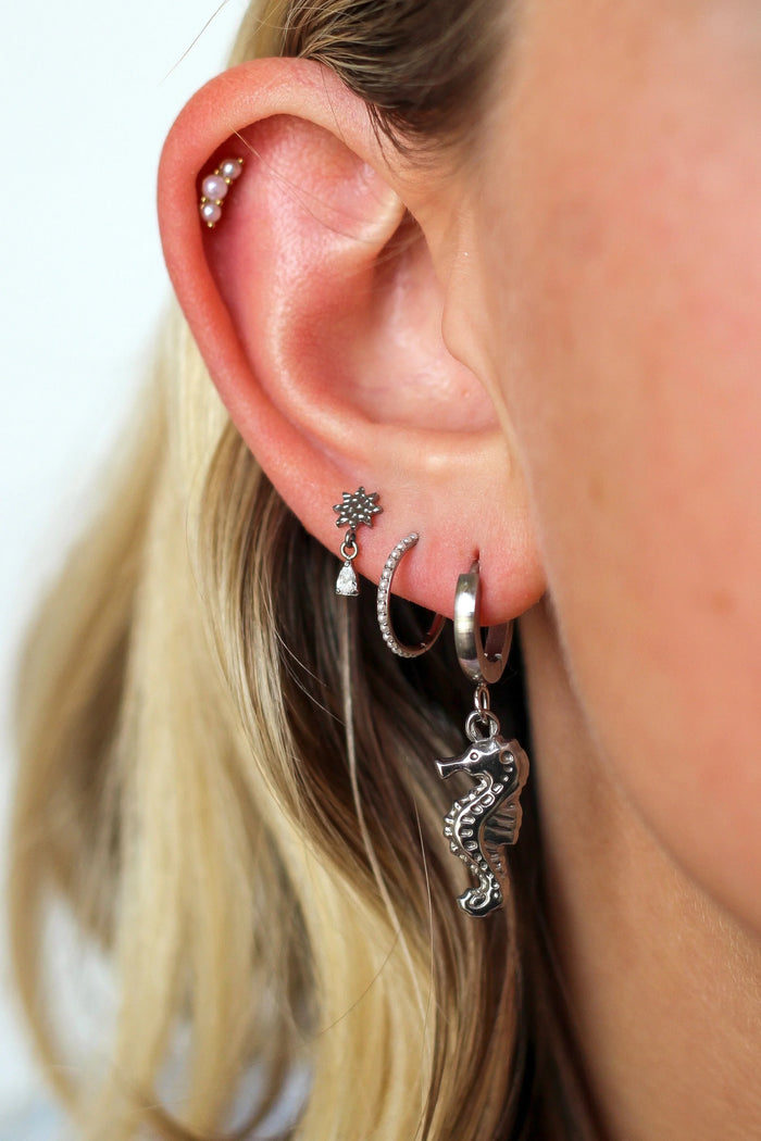 Seahorse Charm Hoops