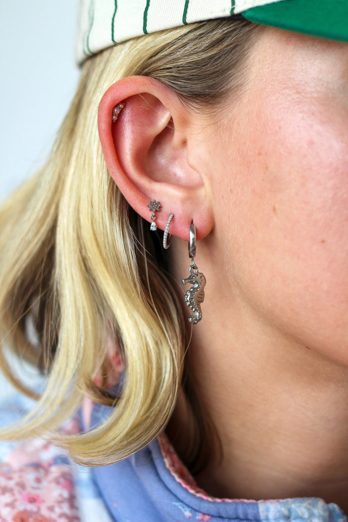 Seahorse Charm Hoops