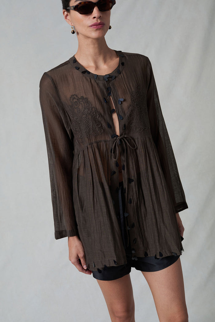Sequin Tear Drop Blouse Earth