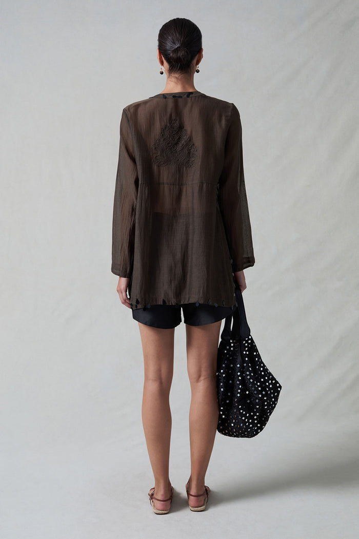 Sequin Tear Drop Blouse Earth
