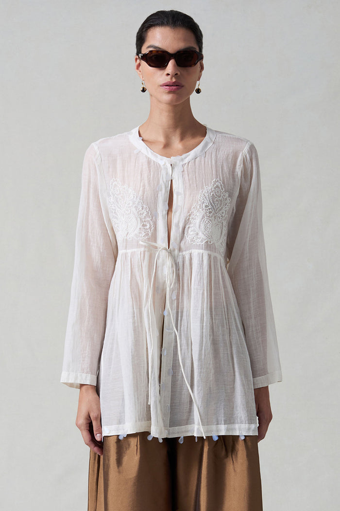 Sequin Tear Drop Blouse Ivory