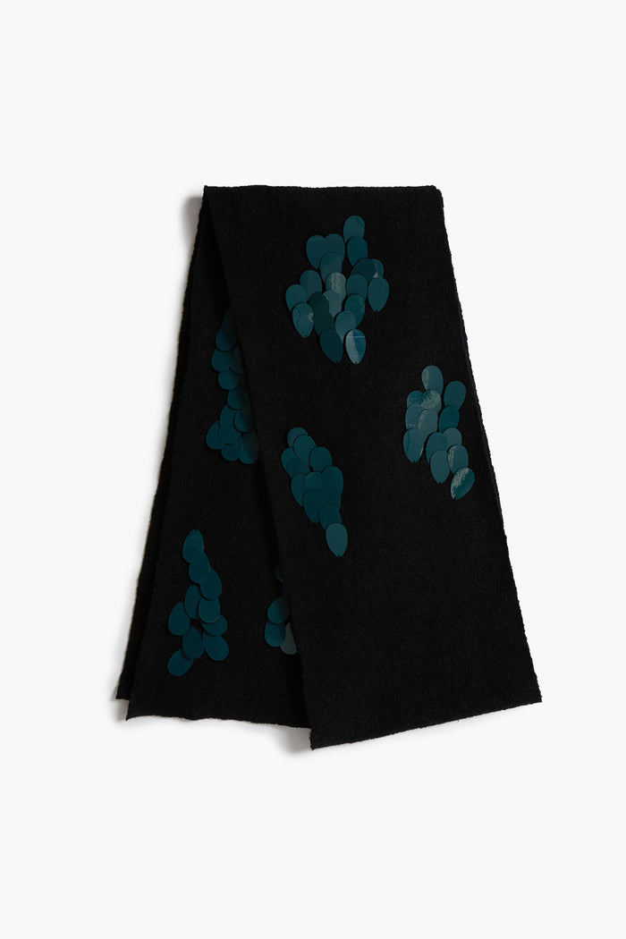 Sequin Wool Scarf Black