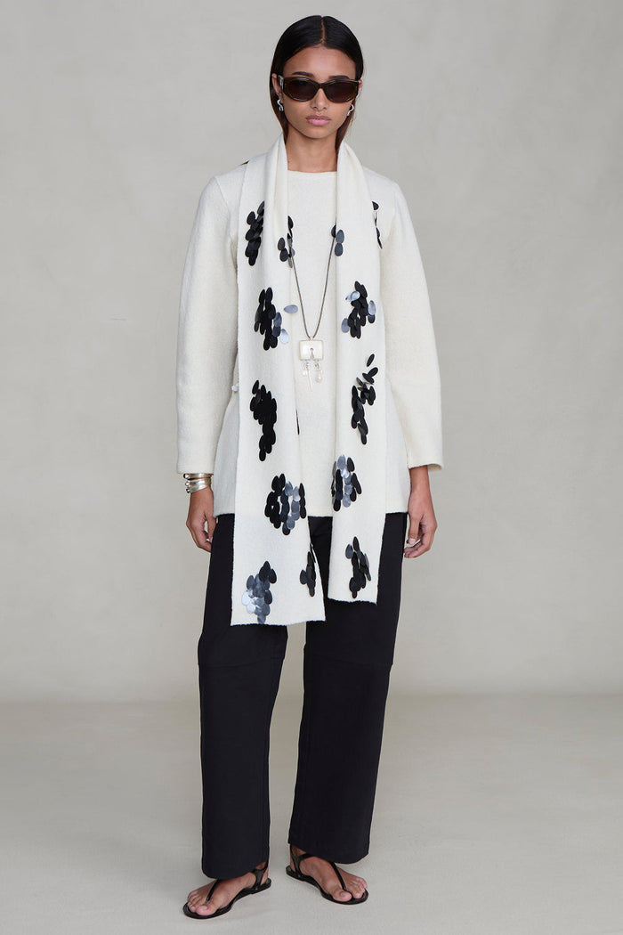 Sequin Wool Scarf Ivory