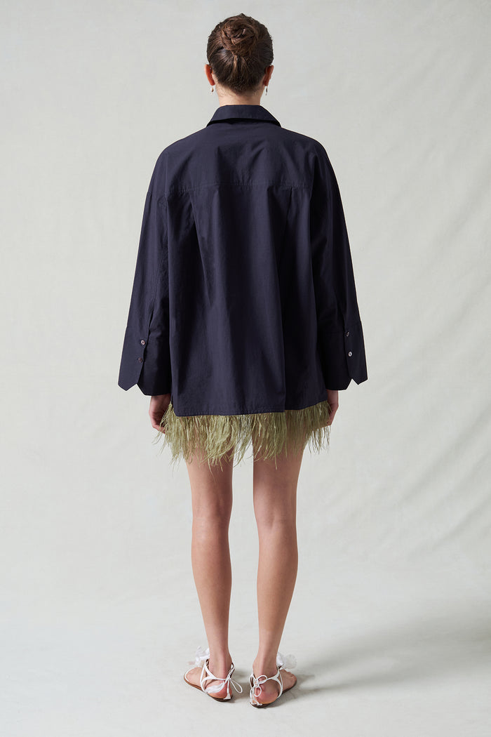 Shoelace Feather Shirt Midnight Navy