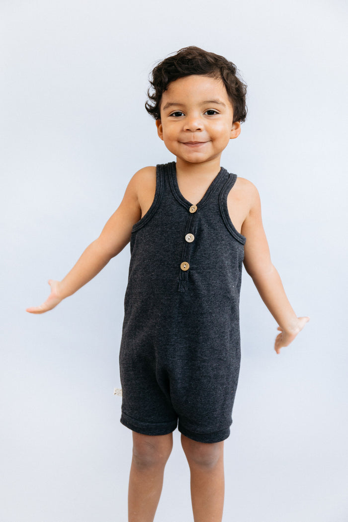 short tank romper - heather black