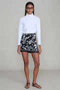 Silk Mini Wrap Skirt Black