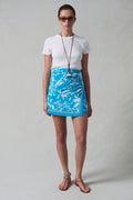 Silk Mini Wrap Skirt Turquoise