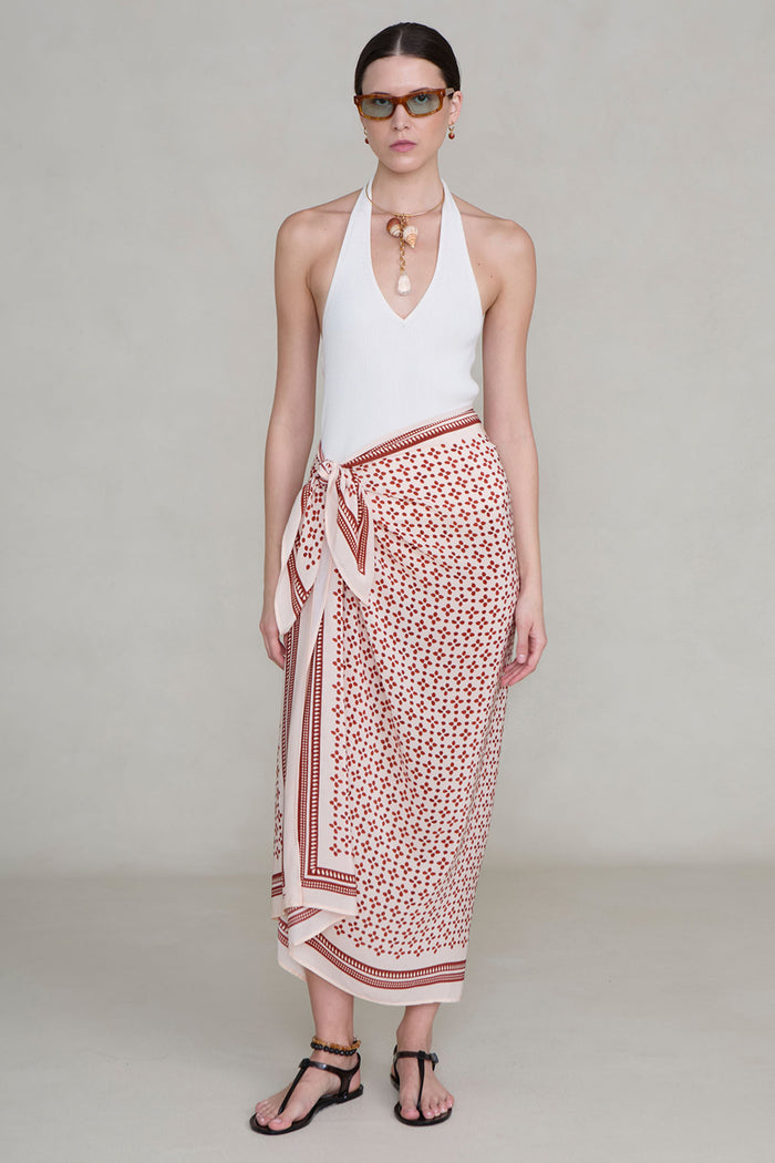 Silk Printed Sarong Pink Sand