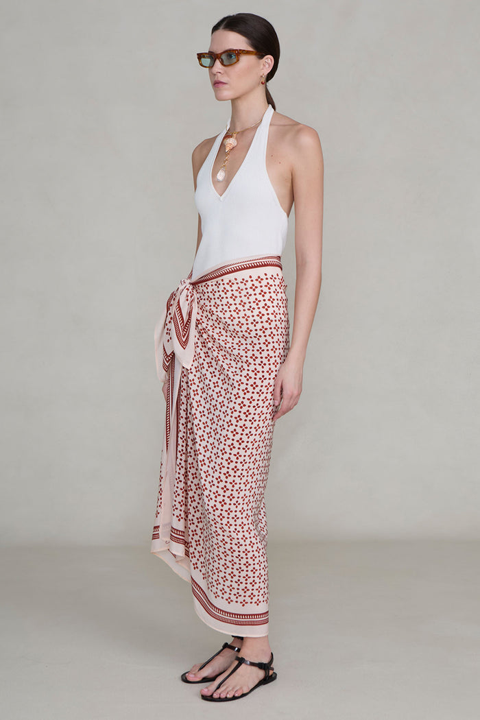 Silk Printed Sarong Pink Sand
