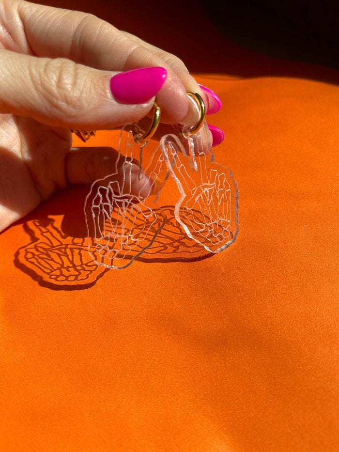 Skeleton Peace Sign Hoops