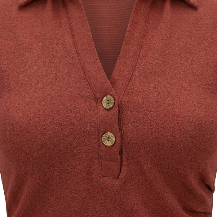 Sleeveless Collared Top With Button Placket