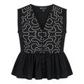 Sleeveless Peplum Top With Contrast Embroidered Panel