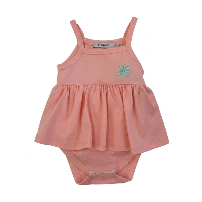 Sleeveless Romper Dress With Floral Appliqué