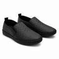 Slip-on flats with perforated geometric details