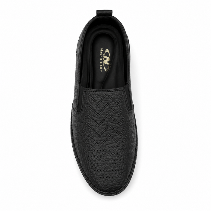 Slip-on flats with perforated geometric details