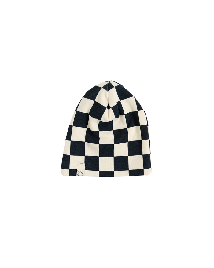 slouch beanie CO- black checkerboard